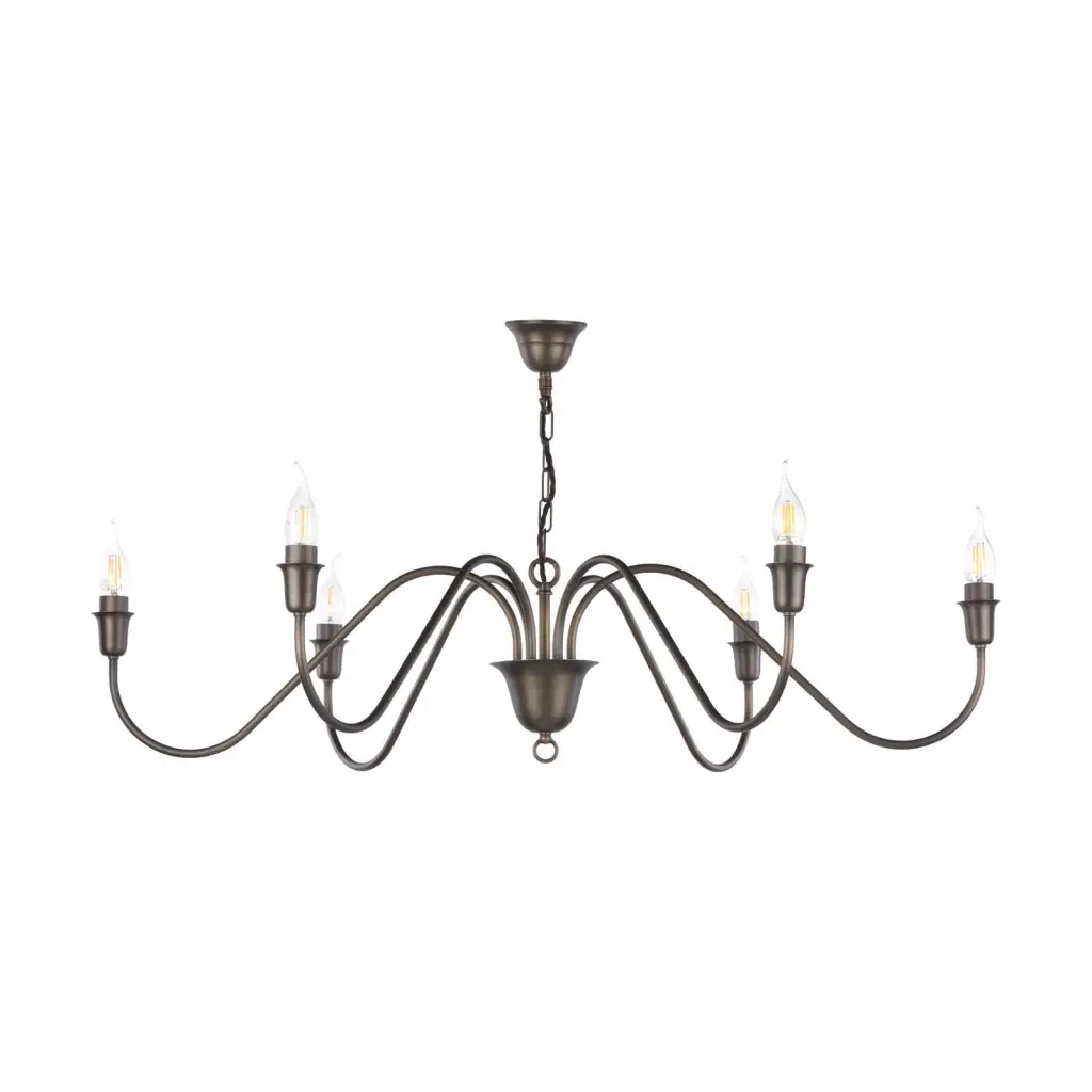Uppsala 6 Light Antique Brass Ceiling Pendant Fitting Only