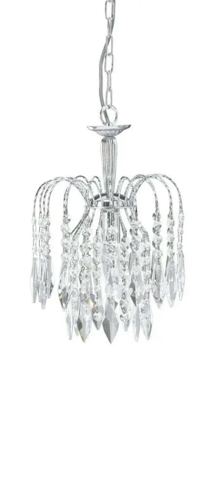 Waterfall Chrome  1 Light Crystal Pendant Complete With Crystal