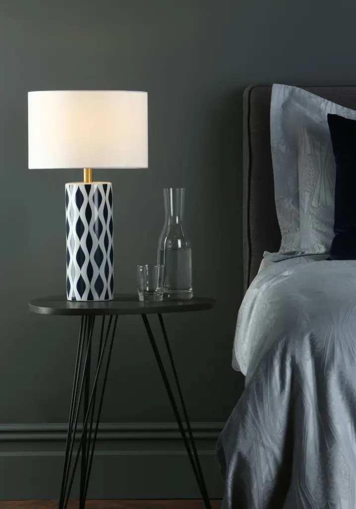 Weylin Blue And White Ceramic Table Lamp C/W Shade