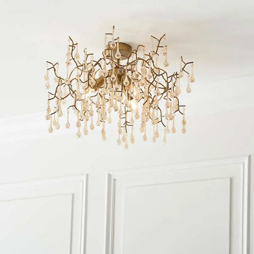 Colin Aged Gold & Champagne Semi Flush Fitting