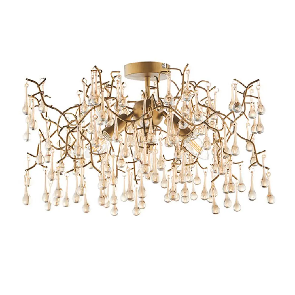 Colin Aged Gold & Champagne Semi Flush Fitting