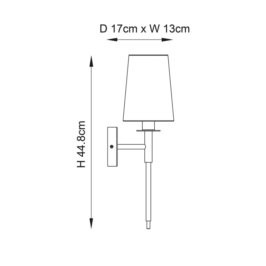 Roe Nickel Vintage Style Wall Light C/W White Shade