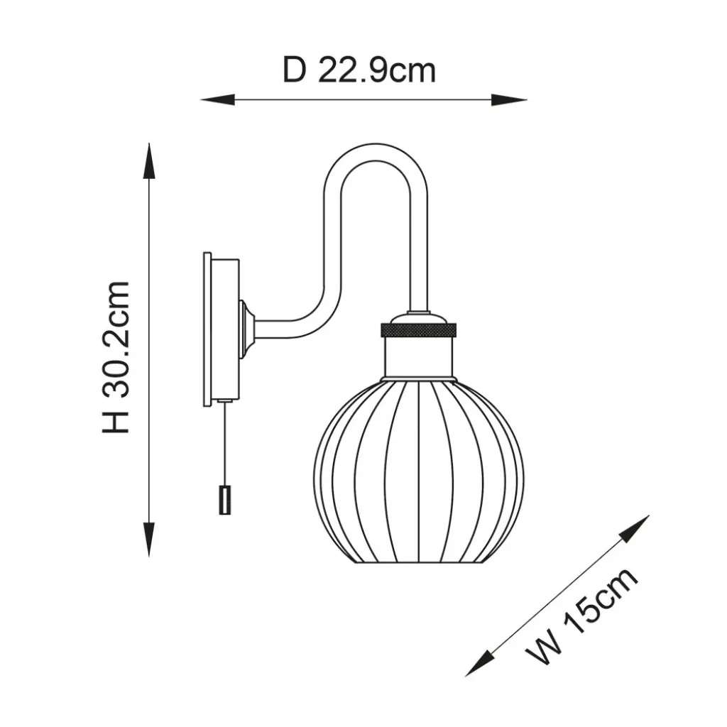 Kendall Gold Arch Wall Light IP44
