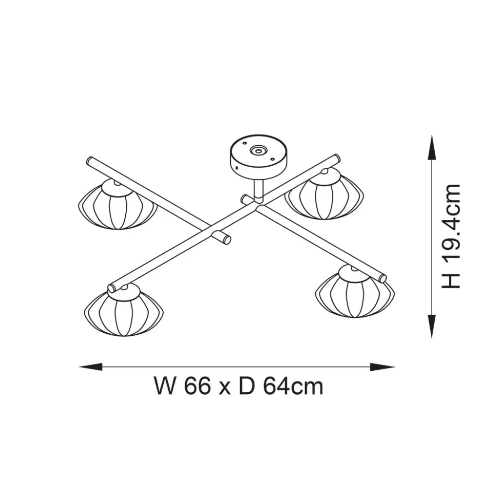 Mobias Satin Brass 4 Light Semi Flush IP44