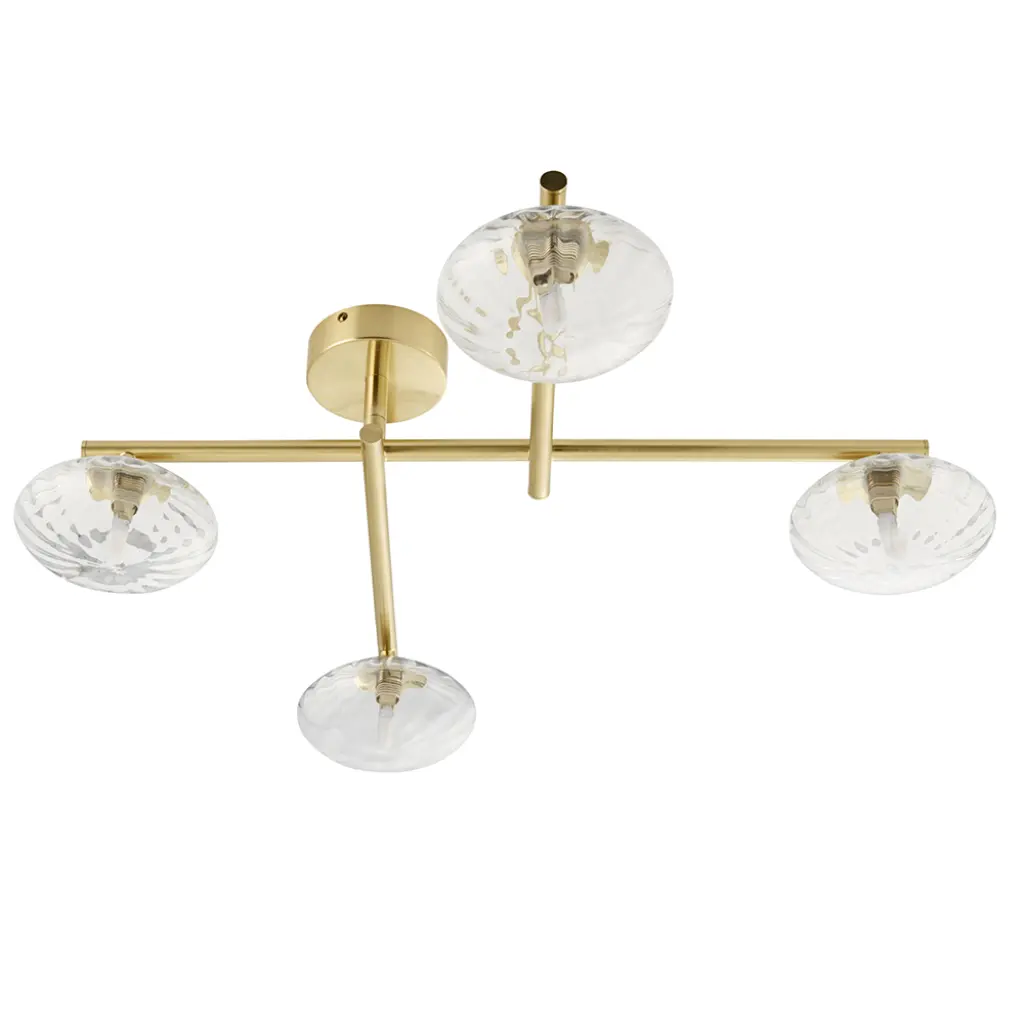 Mobias Satin Brass 4 Light Semi Flush IP44