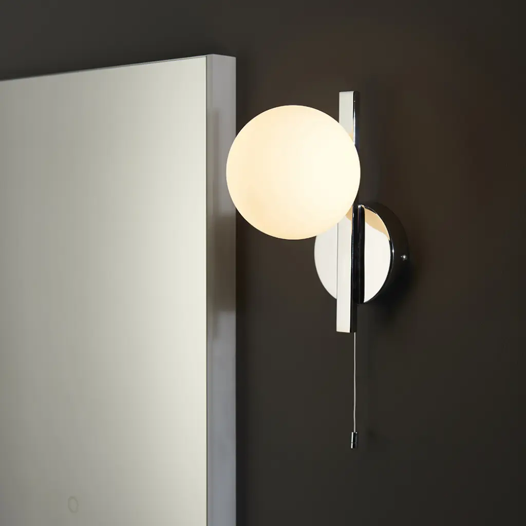 Spa Chrome Wall Light with Opal Shade