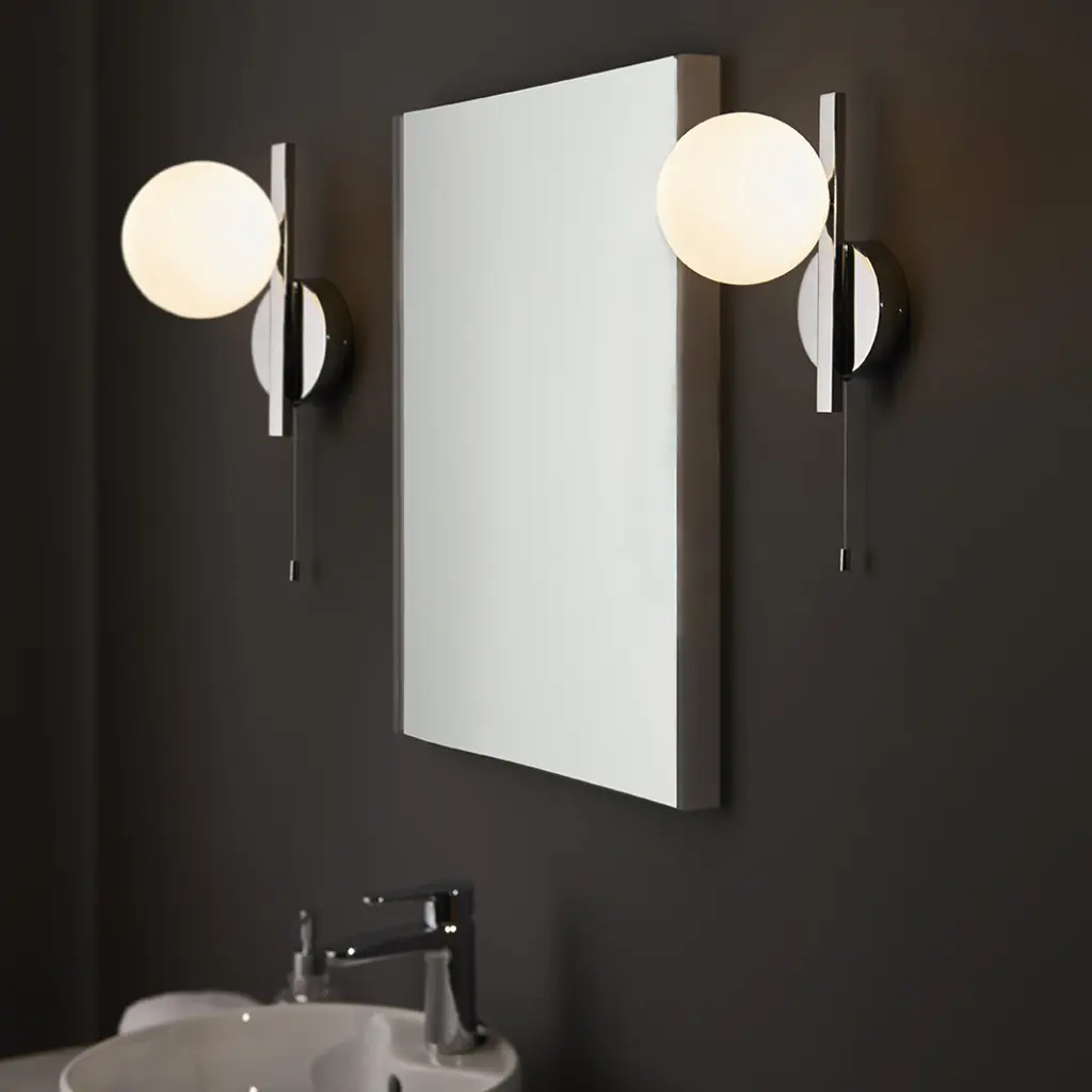 Spa Chrome Wall Light with Opal Shade