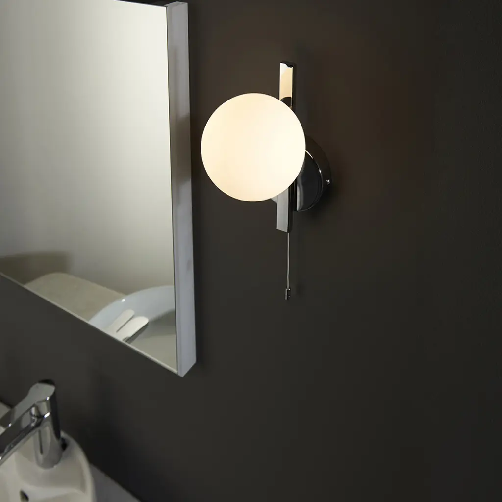 Spa Chrome Wall Light with Opal Shade