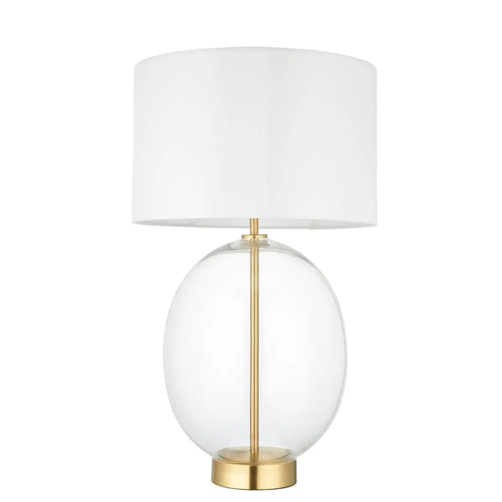 Kelda Oval Satin Brass Touch Table Lamp C/W Shade