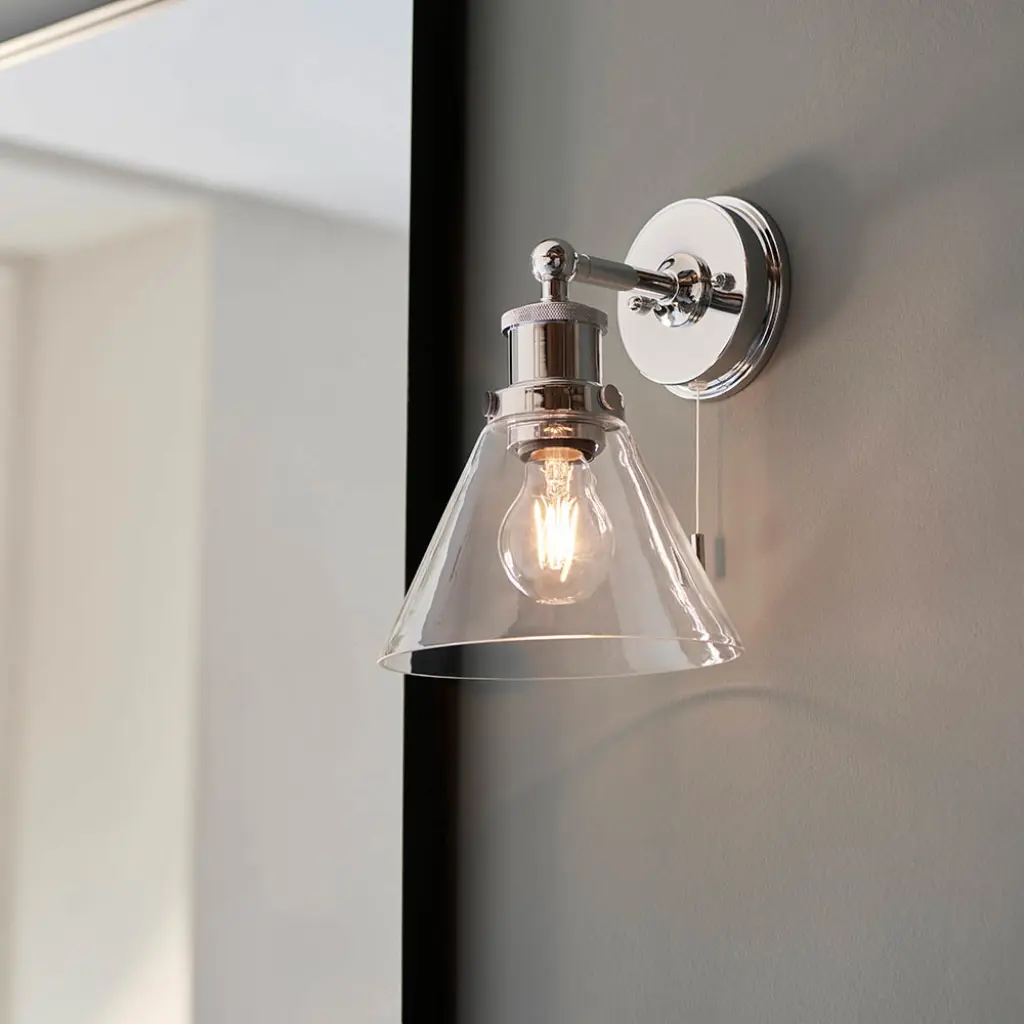 Toulon Chrome Wall Light IP44 with Clear Glass