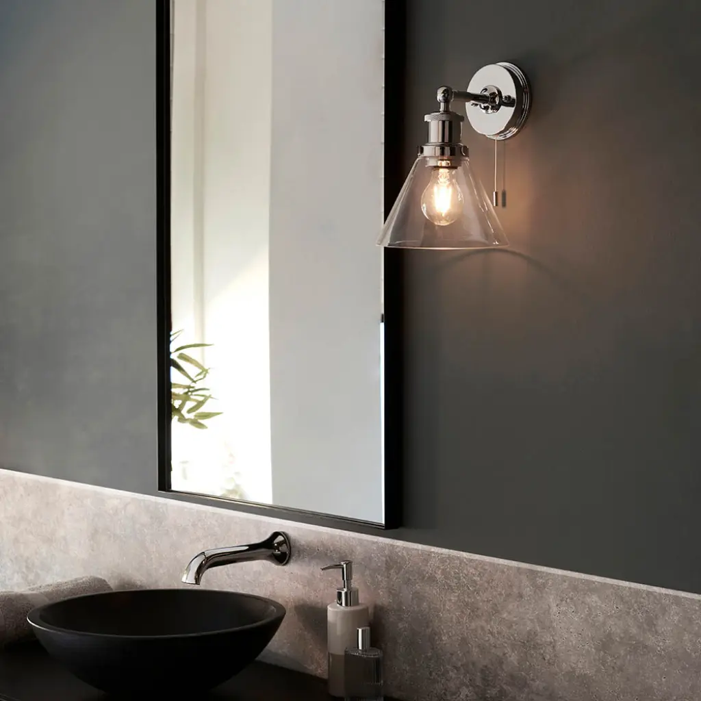 Toulon Chrome Wall Light IP44 with Clear Glass