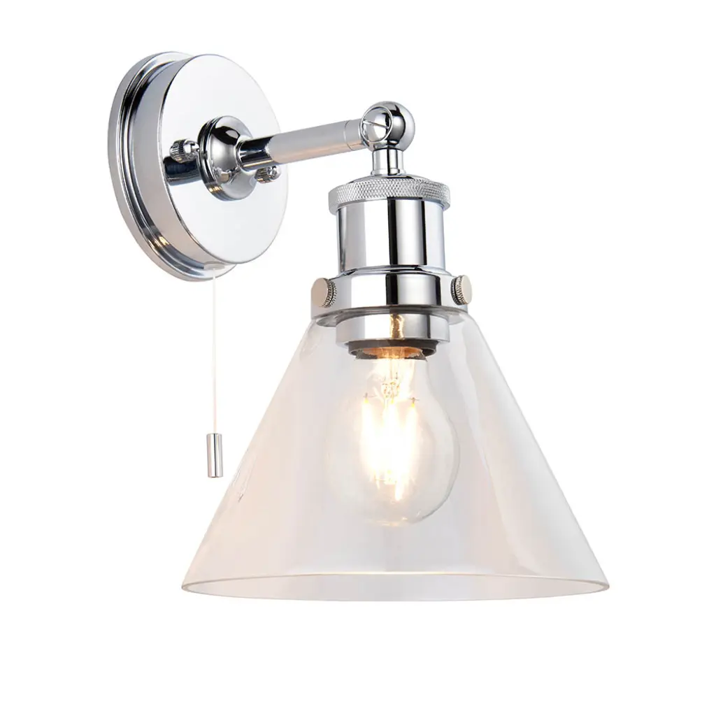 Toulon Chrome Wall Light IP44 with Clear Glass