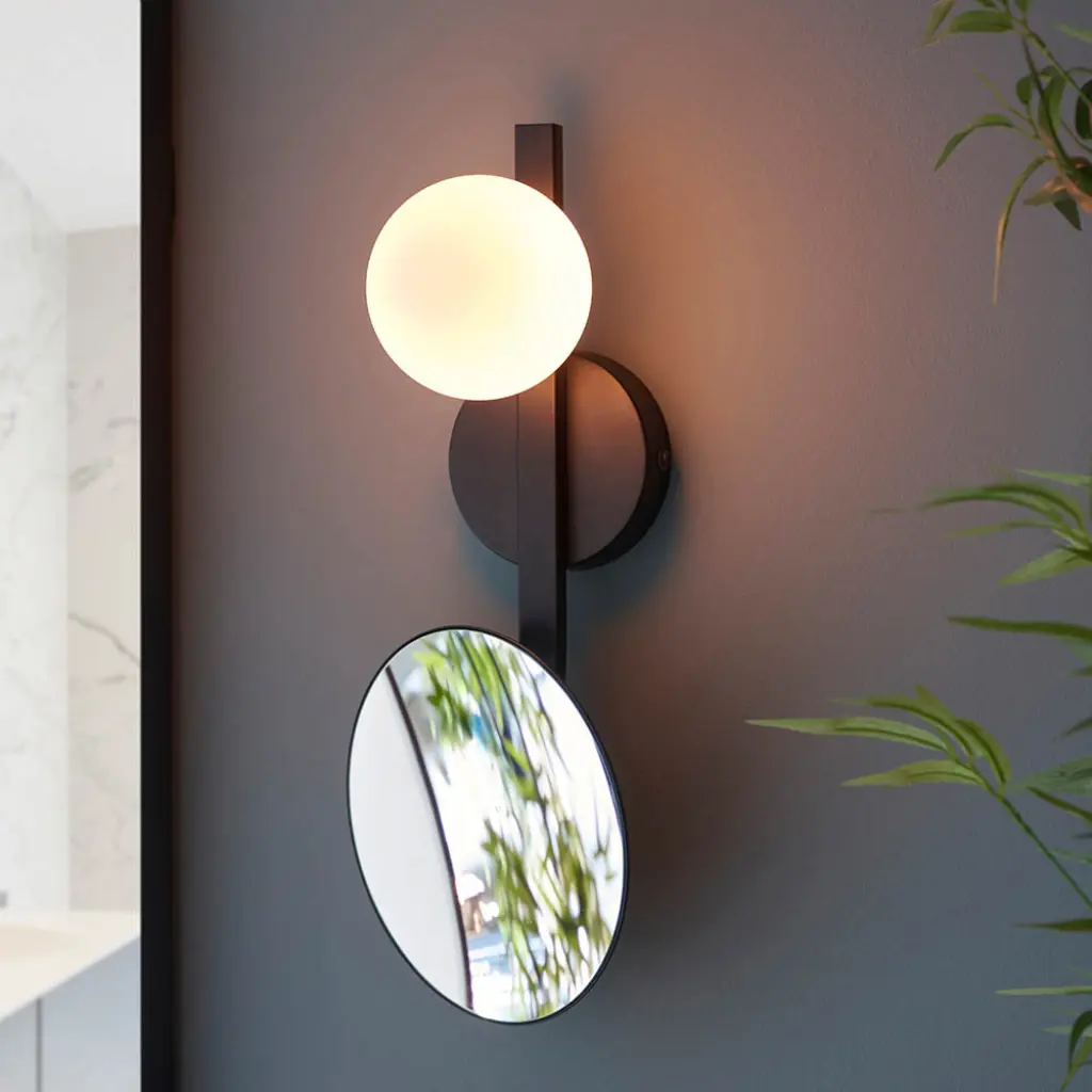 Black Opal Wall Light C/W Mirror IP44