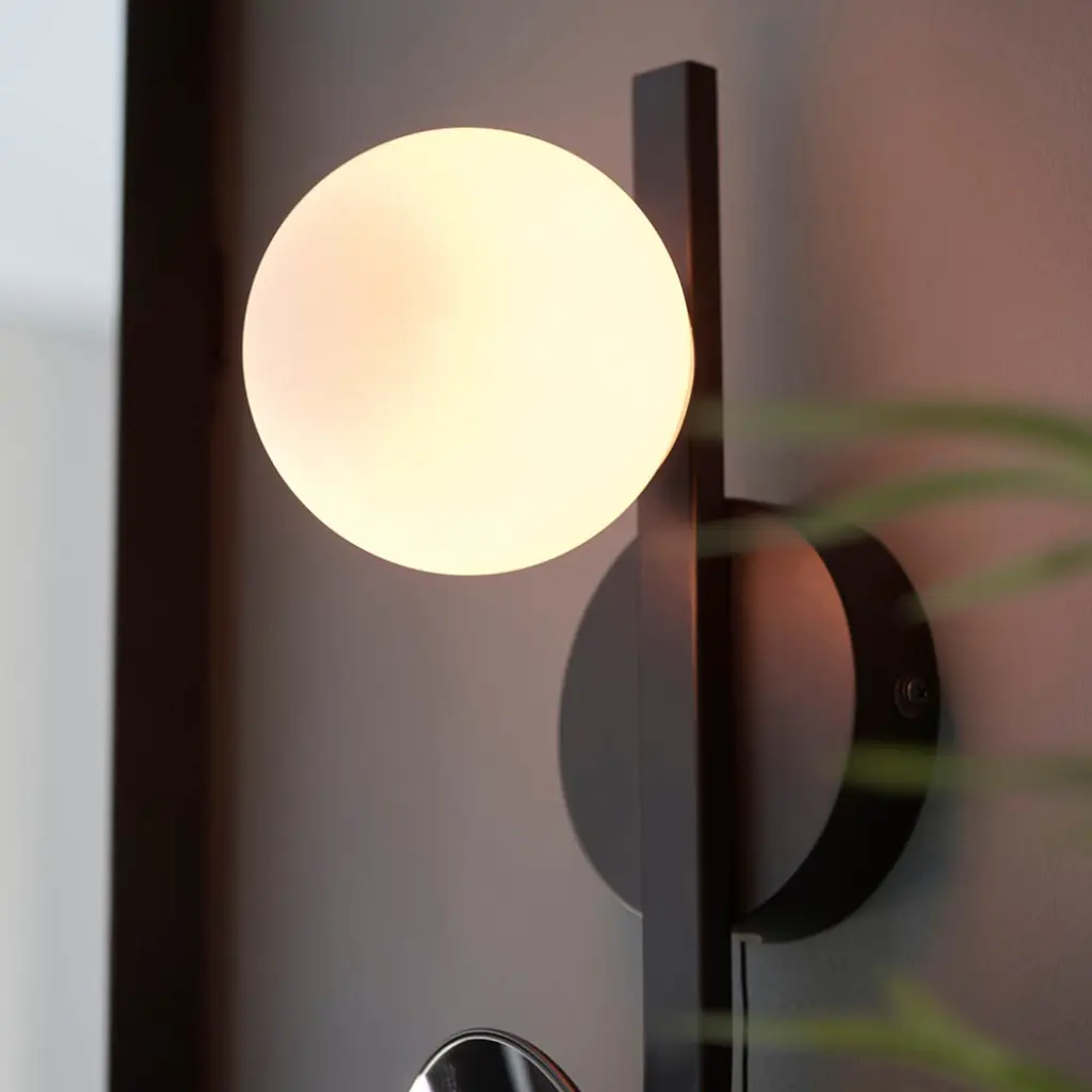 Black Opal Wall Light C/W Mirror IP44