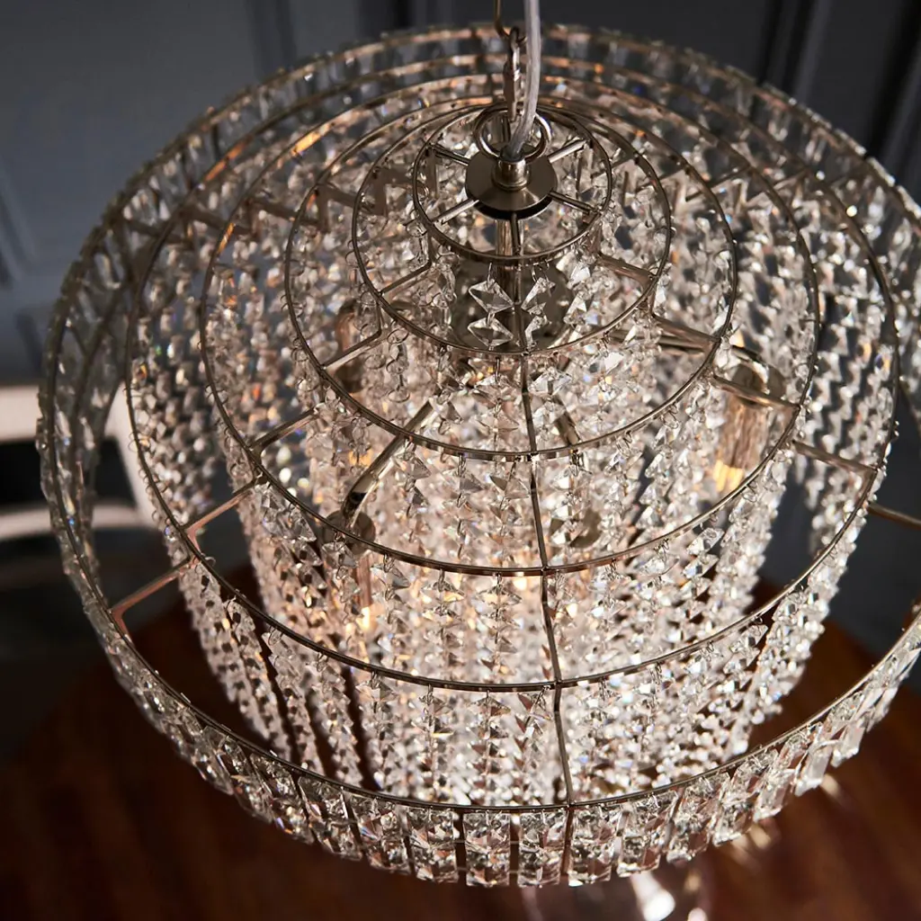 Ellie 7 Light Tiered Polished Nickel Crystal Pendant