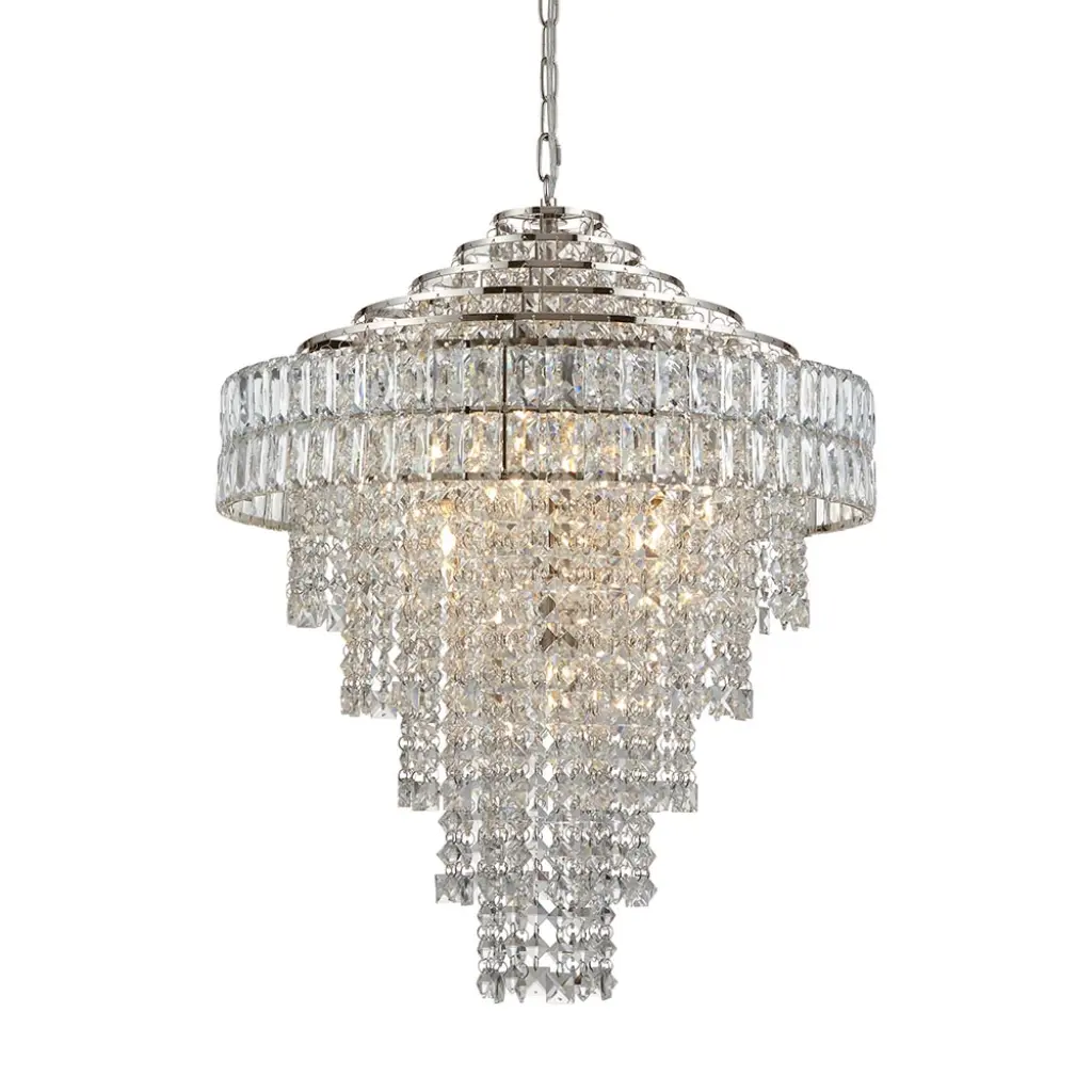Ellie 7 Light Tiered Polished Nickel Crystal Pendant