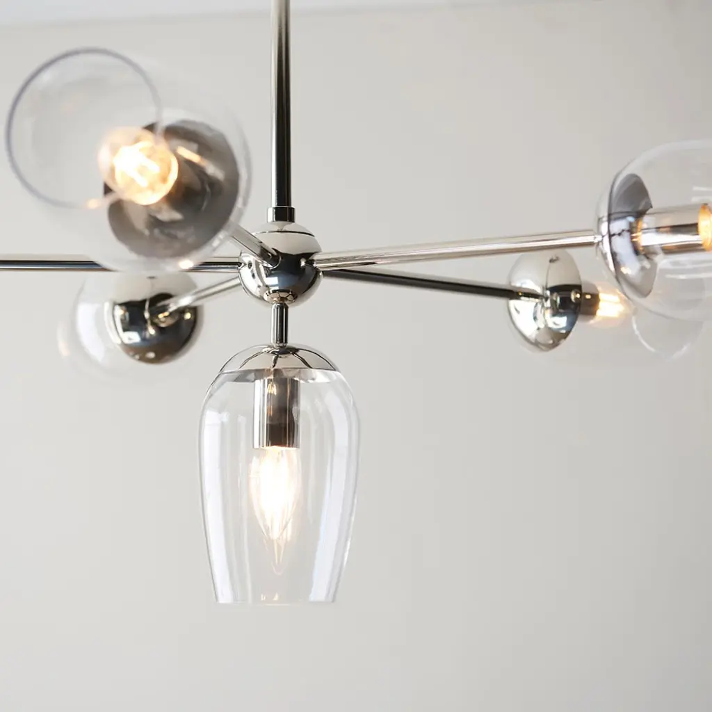 Maeve 6 Light Bright Nickel Pendant with Adjustable Stem