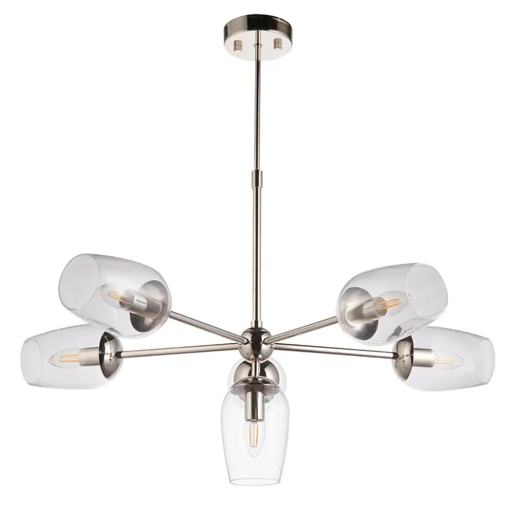 Maeve 6 Light Bright Nickel Pendant with Adjustable Stem