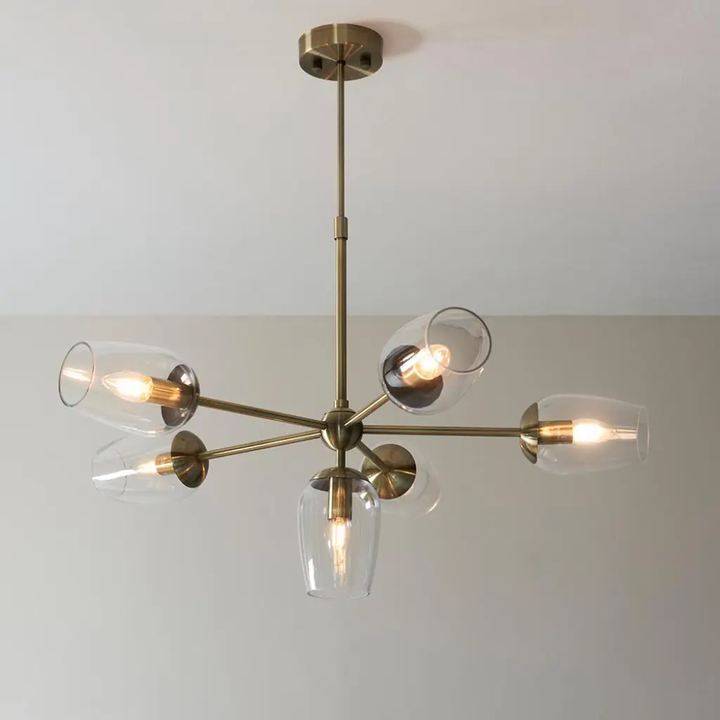 Maeve 6 Light Antique Brass Pendant with Adjustable Stem