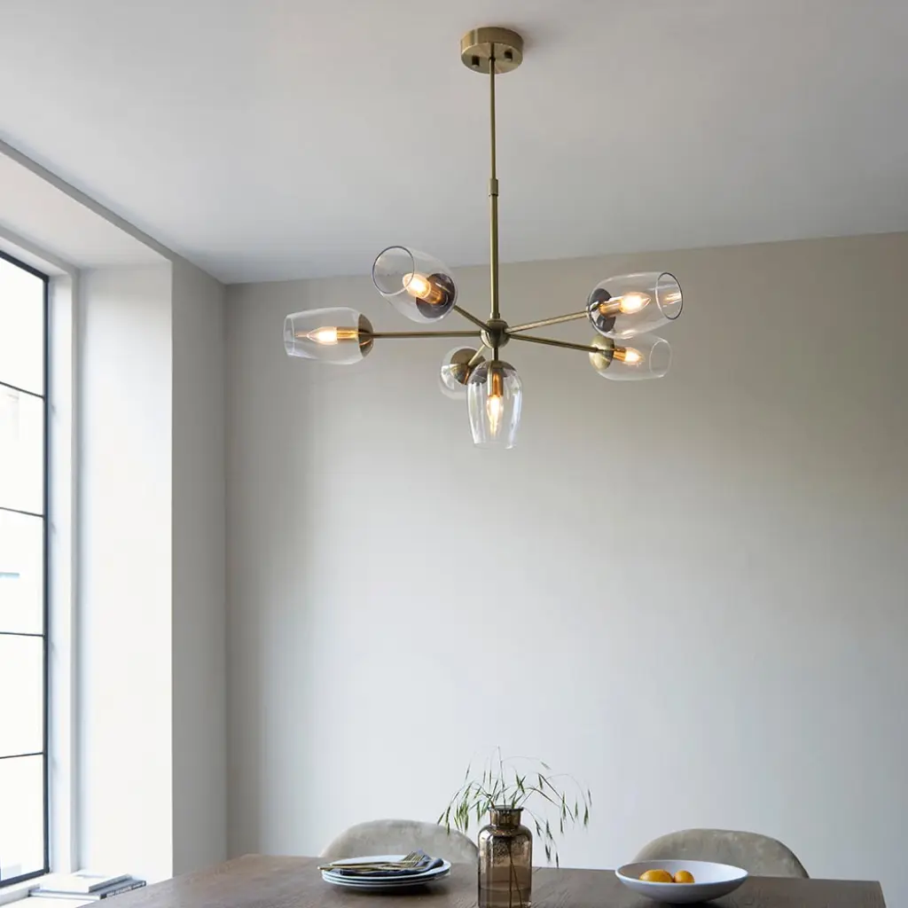 Maeve 6 Light Antique Brass Pendant with Adjustable Stem
