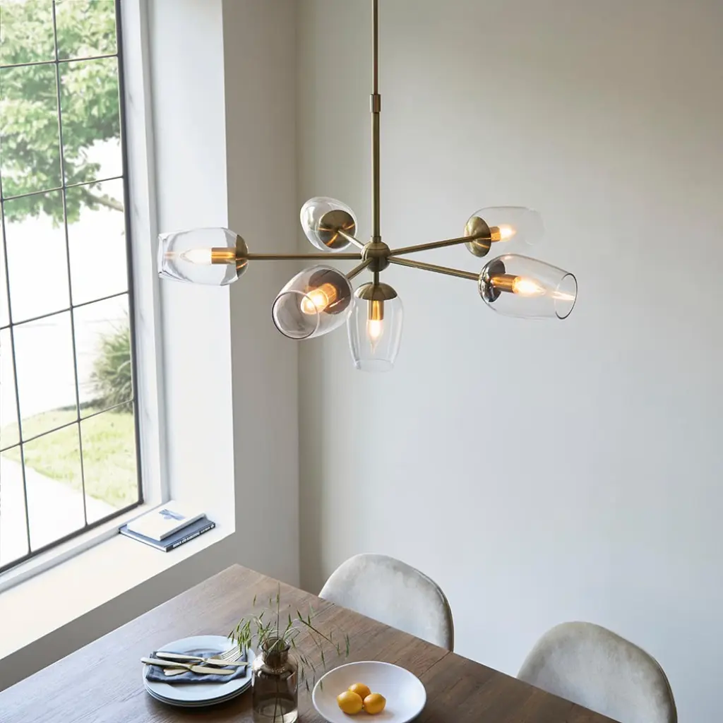 Maeve 6 Light Antique Brass Pendant with Adjustable Stem