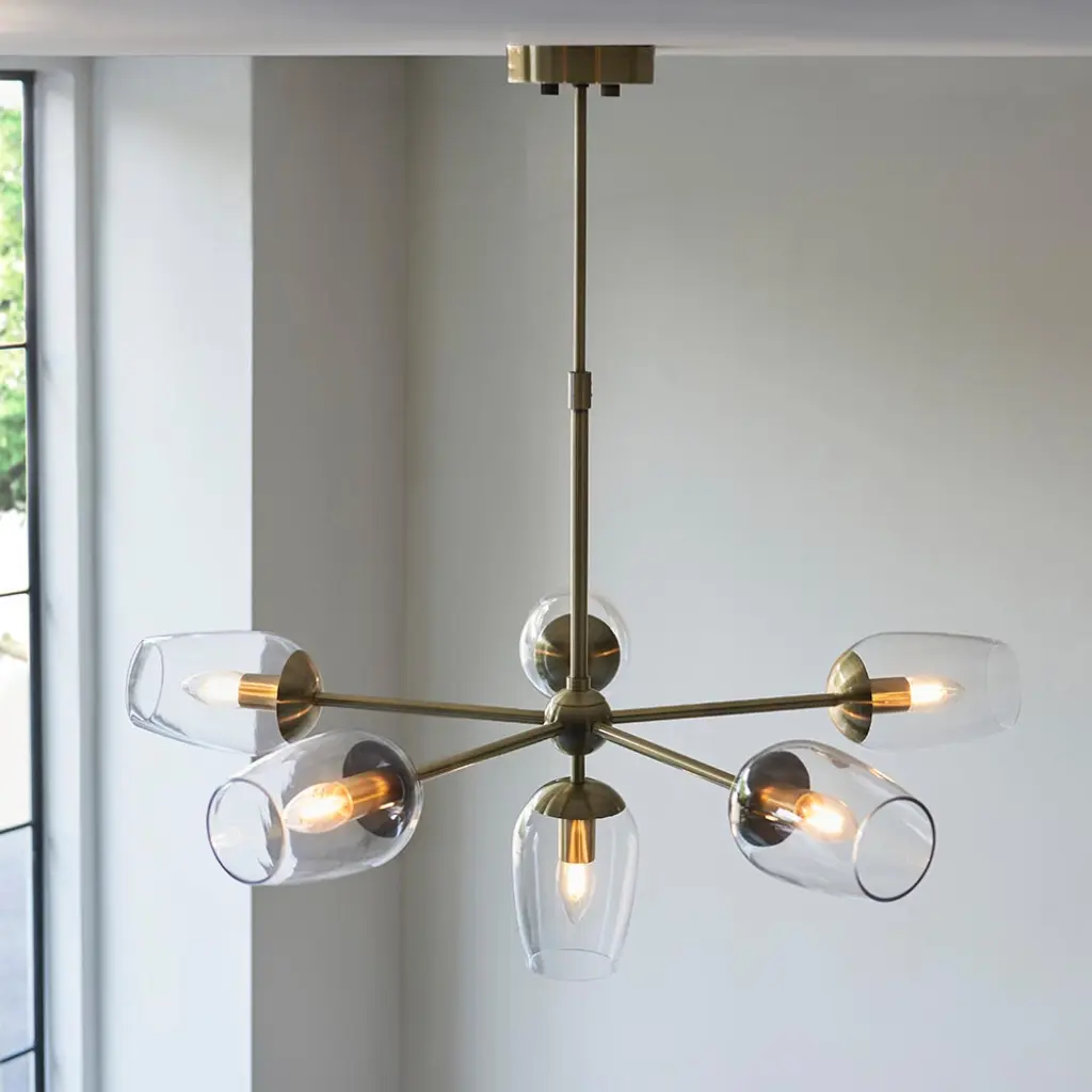 Maeve 6 Light Antique Brass Pendant with Adjustable Stem