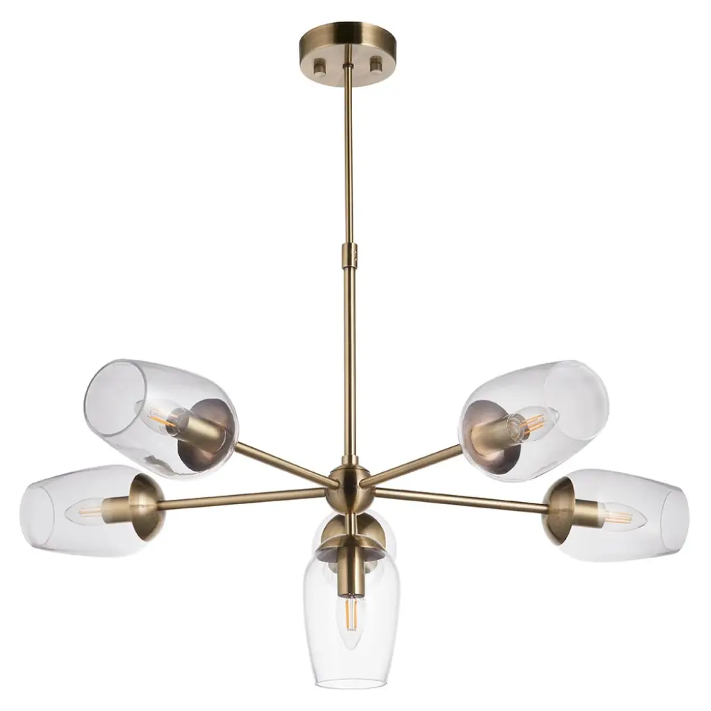Maeve 6 Light Antique Brass Pendant with Adjustable Stem