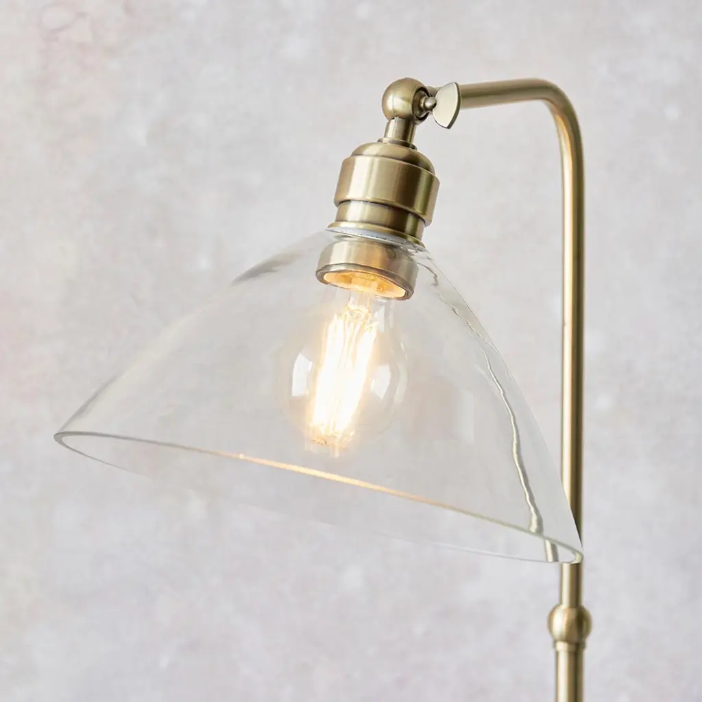 Lucy Antique Brass & Clear Glass Floor Lamp