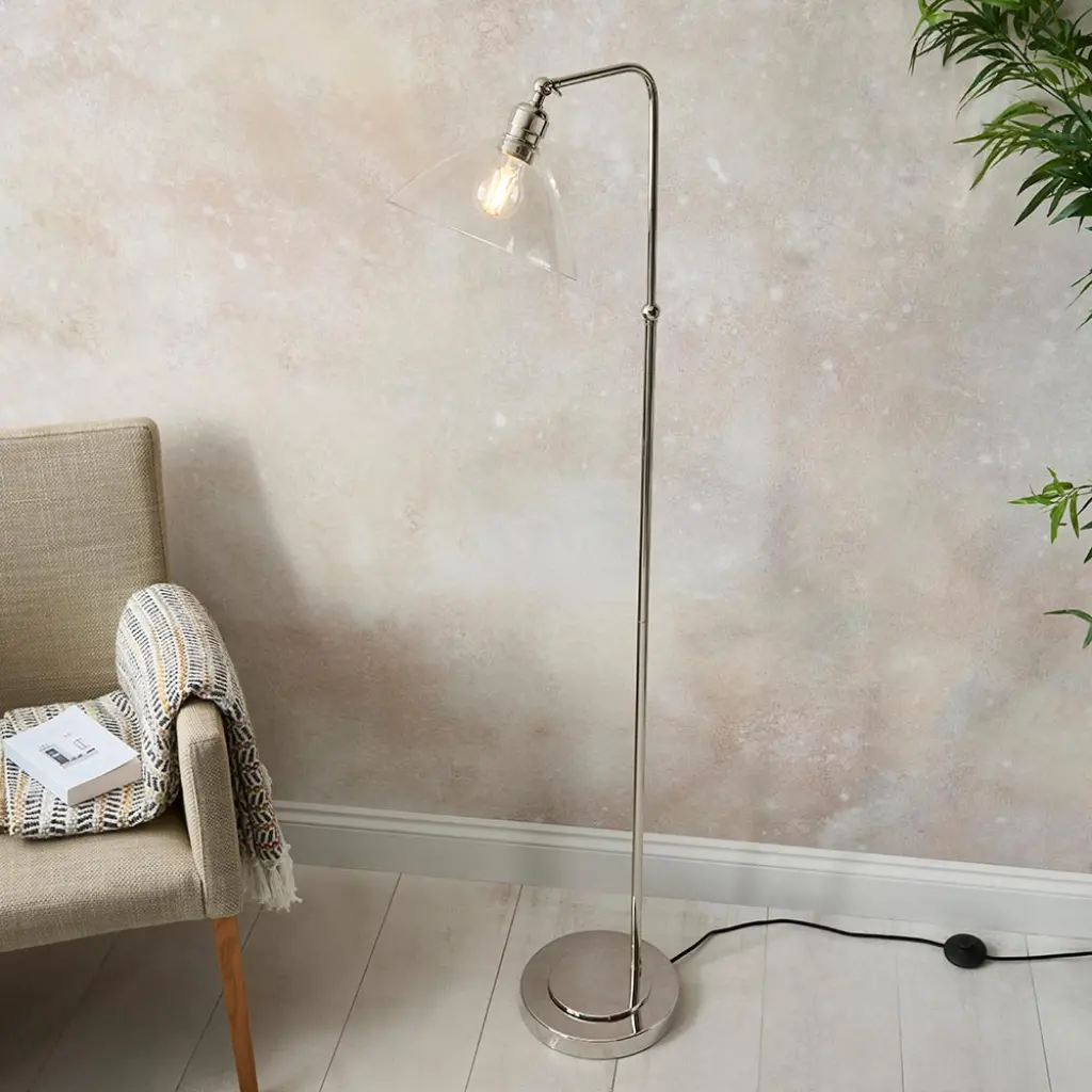 Lucy Bright Nickel & Clear Glass Floor Lamp