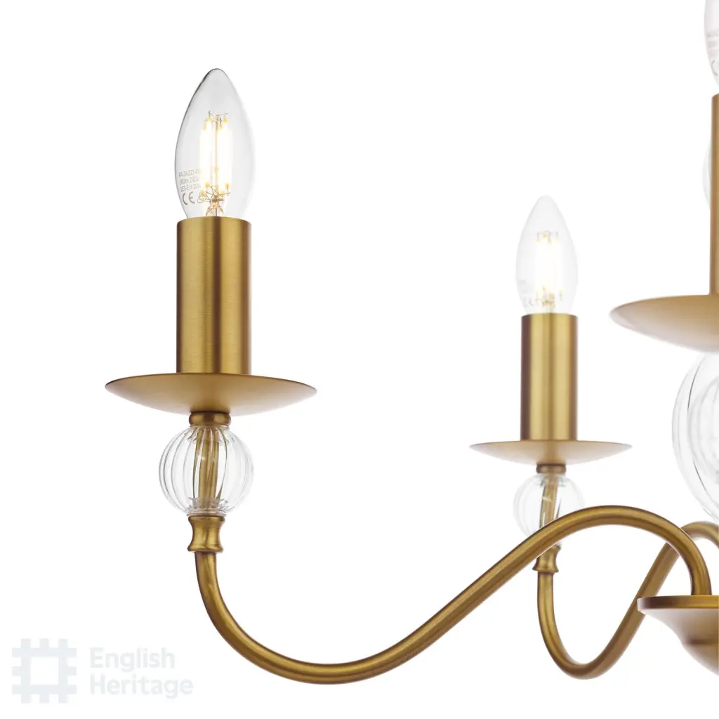 Wrest Park 5 Light Aged Brass Pendant
