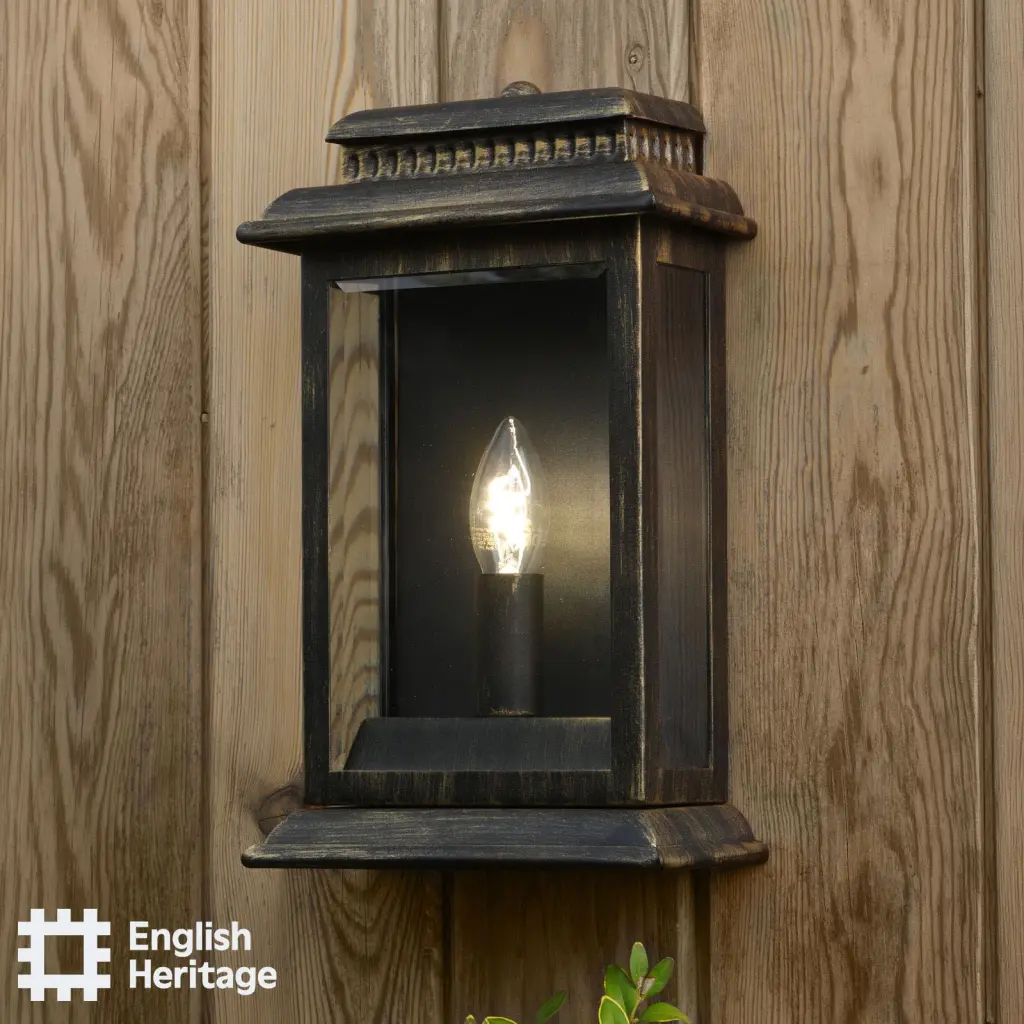 Wrest Park Brushed Black & Gold Outdoor Wall Light