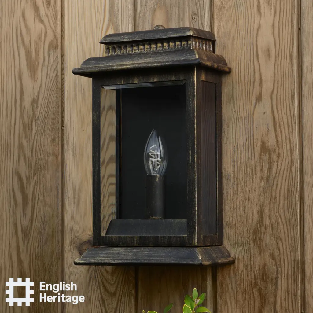 Wrest Park Brushed Black & Gold Outdoor Wall Light