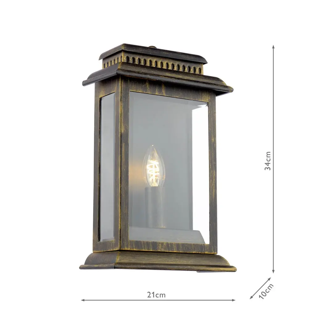 Wrest Park Brushed Black & Gold Outdoor Wall Light