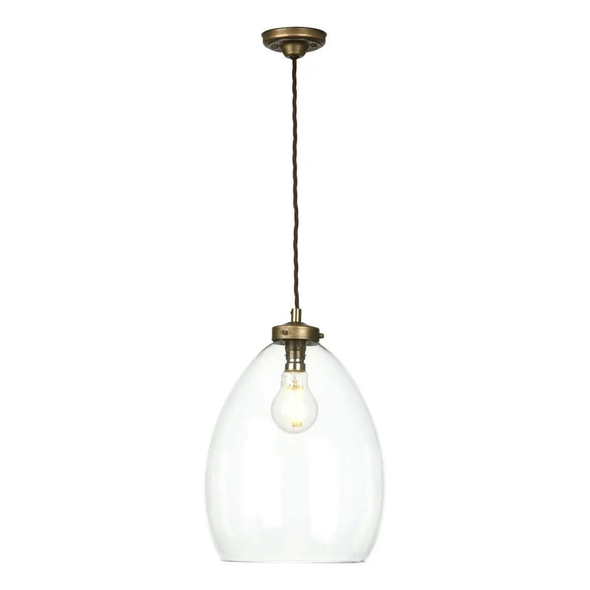 Yeovil single small pendant in antique brass